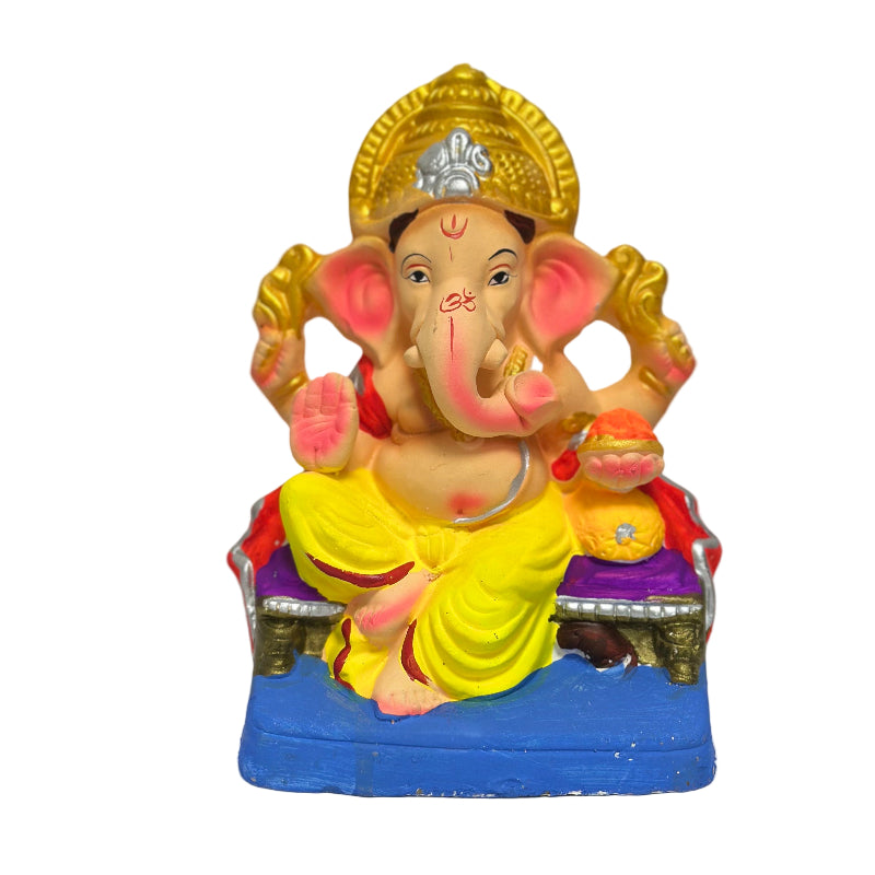 Clay Yellow color Ganesh Idol