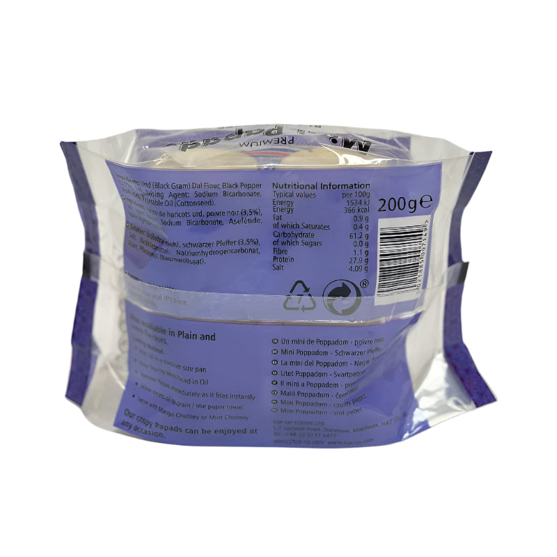 Mini Blac Pepper papadoms 200g