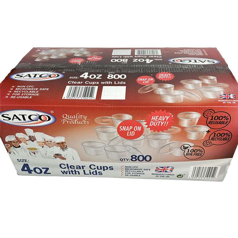 Buy Satco Clear Cups with Lids 4oz (Pack of 800) online UK